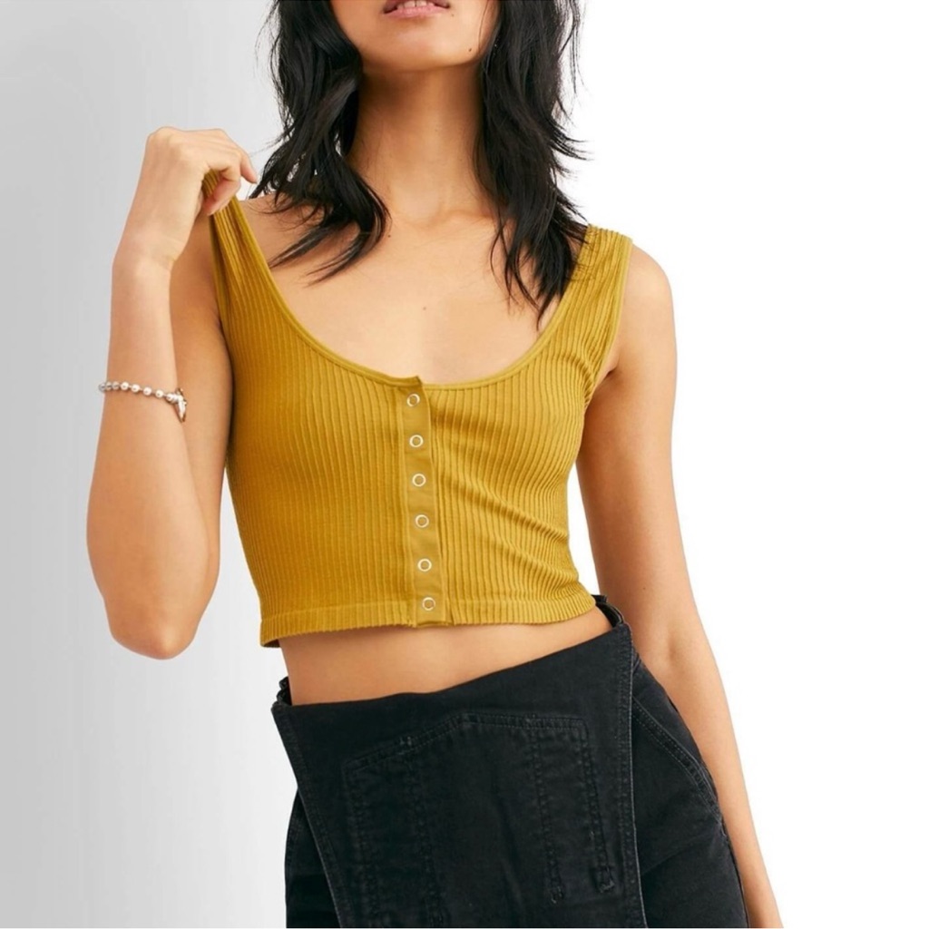 Free People Atlas Crop Top Yellow Size M